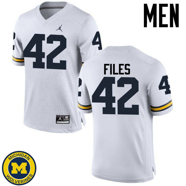 Mens Michigan Wolverines #42 Joseph Files White College Game Jersey